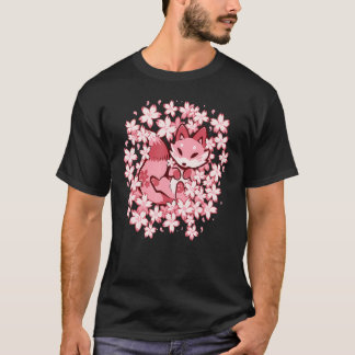 T-shirt Cherry Blossom Fox Cute Pink Fox