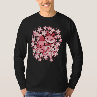 T-shirt Cherry Blossom Fox Cute Pink Fox