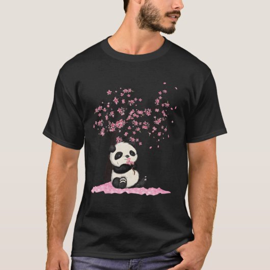 T-shirt Cherry Blossom Japanese Panda (Devant)
