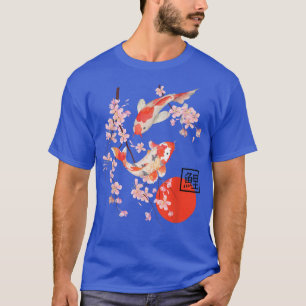 T-shirt Cherry Blossom Koi Carp Fish Japanese Sakura Graph