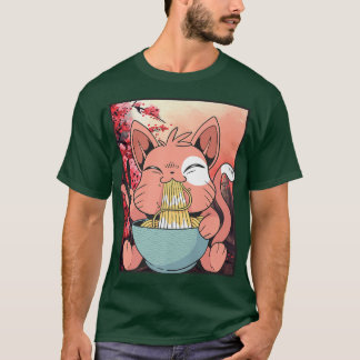 T-shirt Cherry Blossom Ramen Cat Kawaii