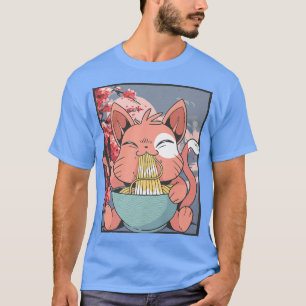 T-shirt Cherry Blossom Ramen Cat Kawaii