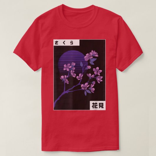 T-shirt Cherry Blossom Vaporwave Cool Fun Retro Cartoon 80 (Design devant)