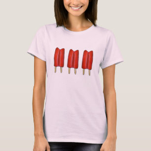 T-shirt Cherry Red Twin Pop Popsicles Ice Lolly Lolly