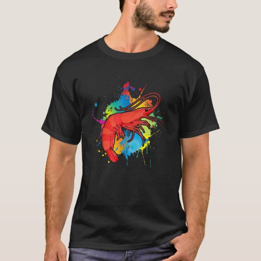 T-shirt Cherry Shrimp Watercolor Fish Fresh Water Aquarium (Devant)