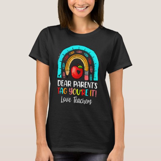 T-shirt Chers parents Étiquette Vous êtes ça l'amour Ensei (Devant)