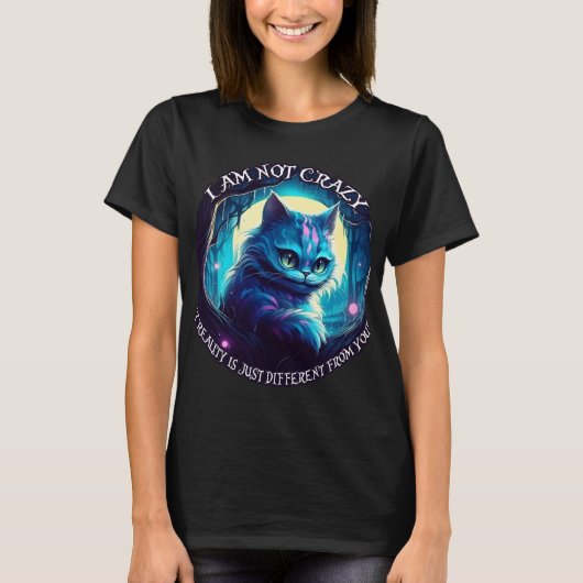 T-shirt Cheshire Chat Je ne suis pas fou (Devant)