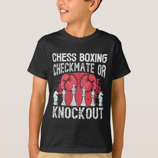 T-shirt Chess Boxing Checkmate Ou Knockout Fun (Devant)