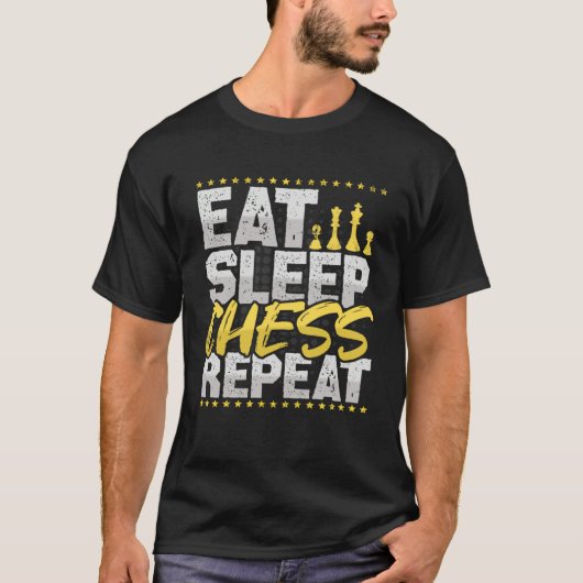 T-shirt Chess Eat Sleep Repeat Chess Board Chess Hobby Che (Devant)