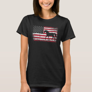 T-shirt Cheval 4 juillet Drapeau Américain Usa Riding Raci
