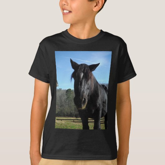 T-shirt Cheval à bascule noir secouru (Devant)