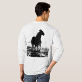 T-shirt Cheval À Double Côté Mens Longues Manches (Dos entier)
