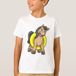 T-shirt Cheval à la plage avec anneau de natation