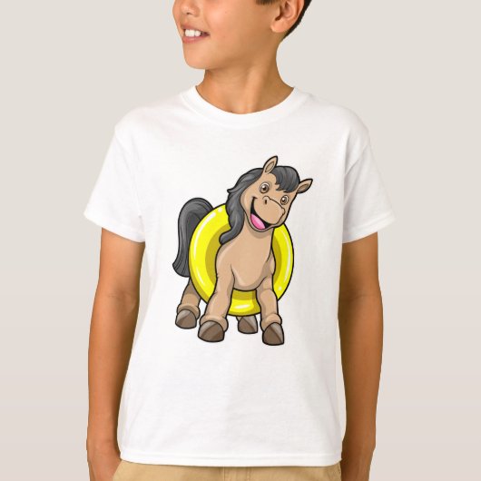 T-shirt Cheval à la plage avec anneau de natation (Devant)