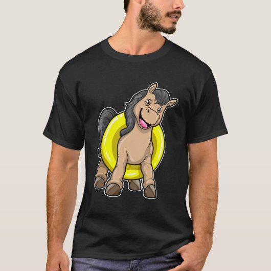 T-shirt Cheval à la plage avec anneau de natation (Devant)