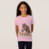 T-Shirt Cheval à ruban rose (Devant entier)