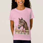 T-Shirt Cheval à ruban rose (Devant)