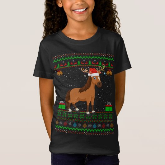 T-Shirt Cheval Amant Santa Chapeau Correspondant Cheval la (Devant)