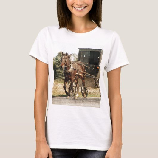 T-shirt Cheval Amish et Buggy (Devant)