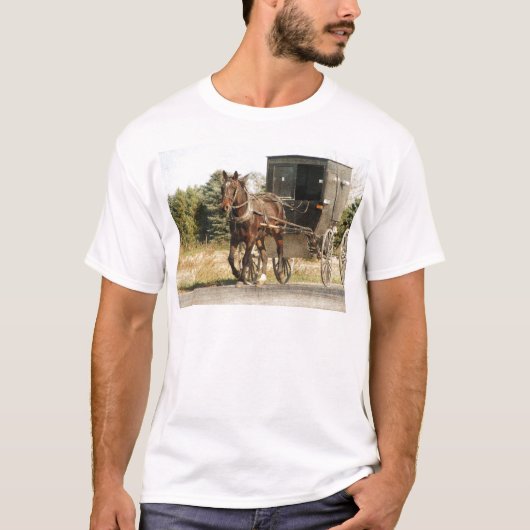 T-shirt Cheval Amish et Buggy (Devant)
