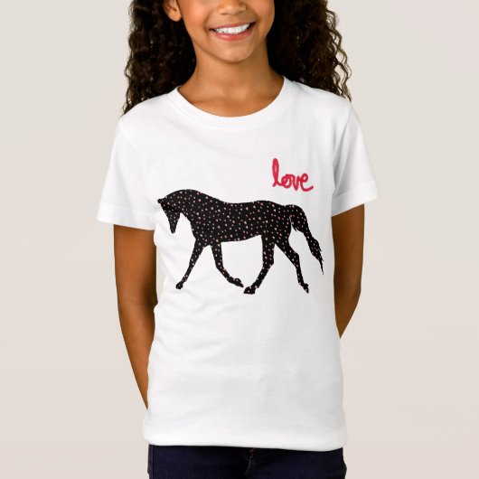 T-Shirt Cheval, amour et coeurs (Devant)