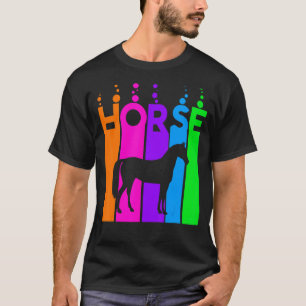 T-shirt Cheval Animal Arc-en-ciel Bulle Avec Silhouette