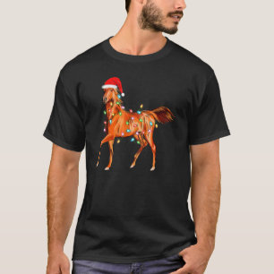 T-shirt Cheval Animal Lumières Noël Père Noël Cheval Noël
