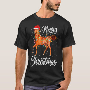 T-shirt Cheval Animal  Lumières Xmas Santa Cheval Joyeux N