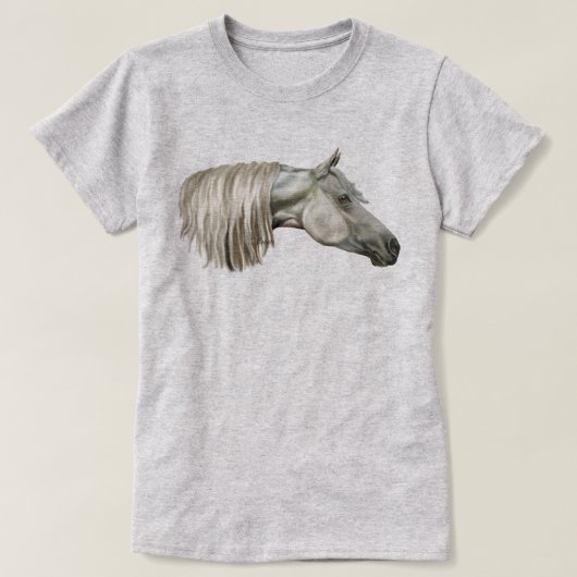 T-shirt Cheval arabe gris équin (Design devant)
