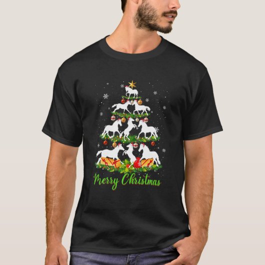 T-shirt Cheval Arbre de Noël Cheval Amant X-Mas Cadeau (Devant)