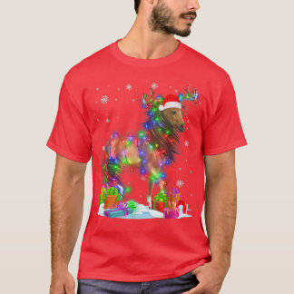 T-shirt Cheval Arbre de Noël Lumière Pyjama Animal Noël332
