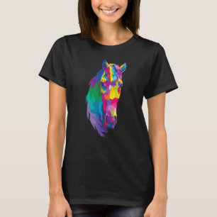 T-shirt Cheval arc-en-ciel Tête colorée Equestre Displ