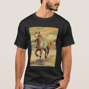 T-shirt Cheval au galop dans la nature Art équestre