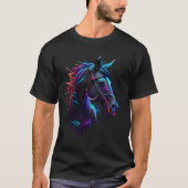 T-shirt Cheval auroral futuriste noir (Devant)