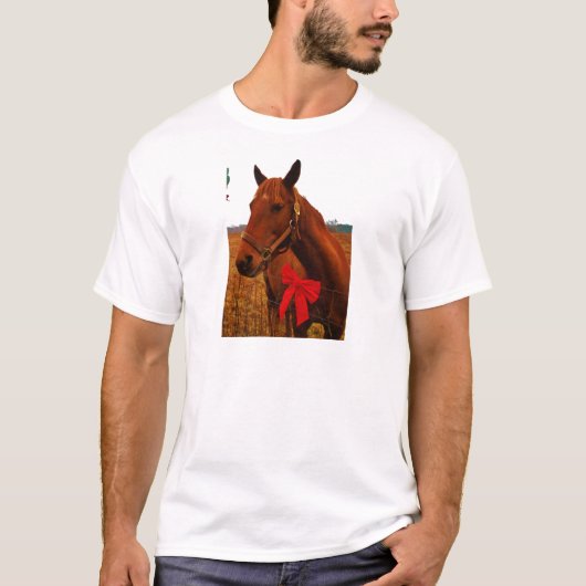 T-shirt Cheval avec Bow rouge (Devant)