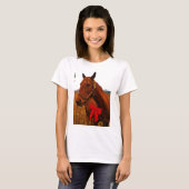 T-shirt Cheval avec Bow rouge (Devant entier)