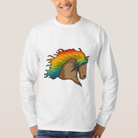 T-shirt Cheval avec cheveux arc-en-ciel (Devant)