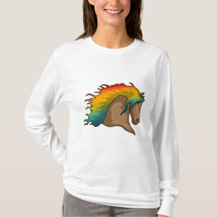 T-shirt Cheval avec cheveux arc-en-ciel