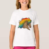 T-shirt Cheval avec cheveux arc-en-ciel (Devant)