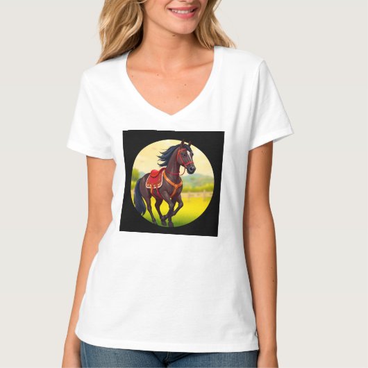 T-shirt Cheval avec fond vibrant (Devant)