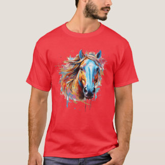T-shirt Cheval avec l'aquarelle splash cadeau
