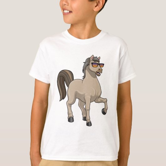 T-shirt Cheval avec lunettes de soleil (Devant)