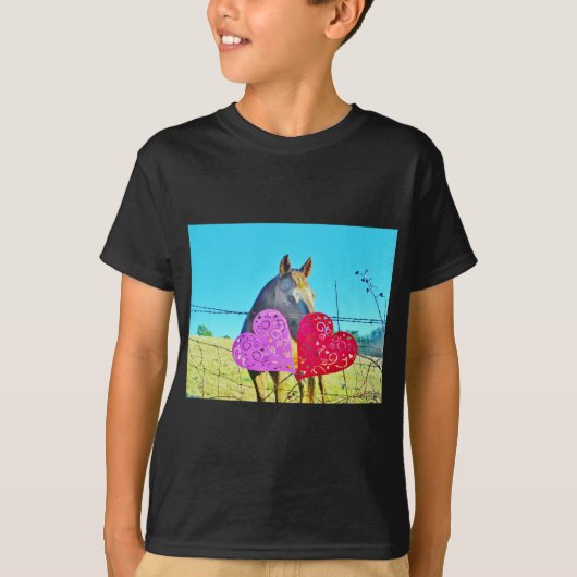 T-shirt Cheval blanc et Brown Valentine Coeurs (Devant)