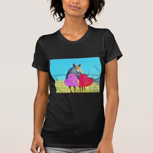 T-shirt Cheval blanc et Brown Valentine Coeurs (Devant)