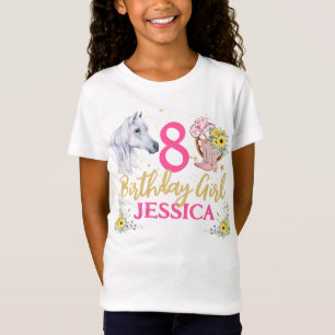 T-Shirt Cheval blanc et fleurs fête d'anniversaire
