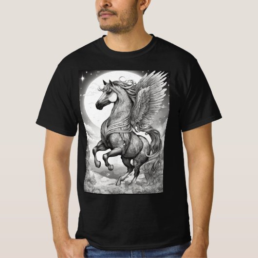 T-shirt cheval blanc et noir (Devant)