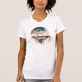 T-shirt Cheval blanc et réflexion lune sur l'océan