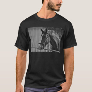 T-shirt Cheval blanc noir - Art de la photographie animale