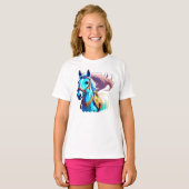 T-shirt Cheval bleu enfants (Devant entier)