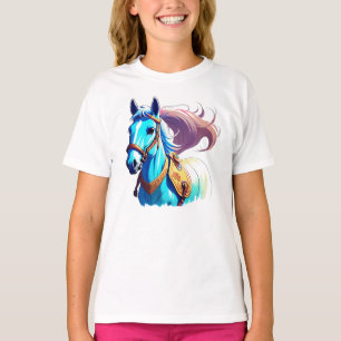 T-shirt Cheval bleu enfants